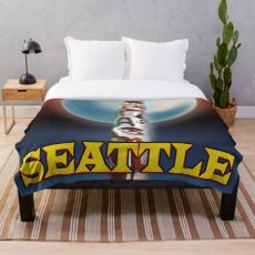 Seattle Totem Pole vintage style travel poster Throw Blanket