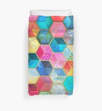 Kristallböhmische Bienenwaben-Würfel - buntes Hexagonmuster Bettbezug