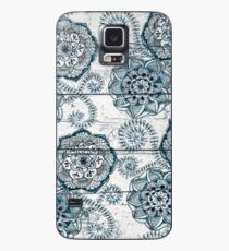 Shabby Chic Marineblau kritzelt auf Holz Hülle & Klebefolie für Samsung Galaxy