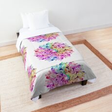 Rainbow Watercolor Paisley Flower Comforter
