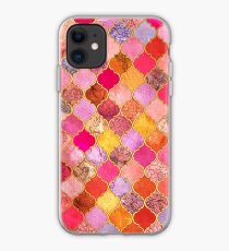 Hot Pink, Gold, Tangerine & Taupe Decorative Moroccan Tile Pattern iPhone Case