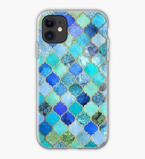 Cobalt Blue, Aqua & Gold Decorative Moroccan Tile Pattern iPhone Case
