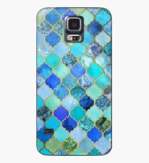 Kobaltblau, Aqua & Gold Dekorative marokkanische Fliesenmuster Hülle & Klebefolie für Samsung Galaxy