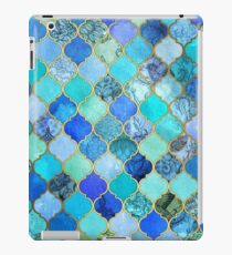 Vinilo o funda para iPad Cobalto azul, aguamarina y oro decorativo marroquí azulejo patrón