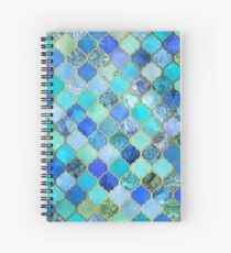 Kobaltblau, Aqua & Gold Dekorative marokkanische Fliesenmuster Spiralblock
