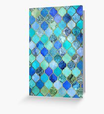 Tarjeta de felicitación Cobalto azul, aguamarina y oro decorativo marroquí azulejo patrón