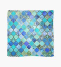 Cobalt Blue, Aqua & Gold Decorative Moroccan Tile Pattern Scarf