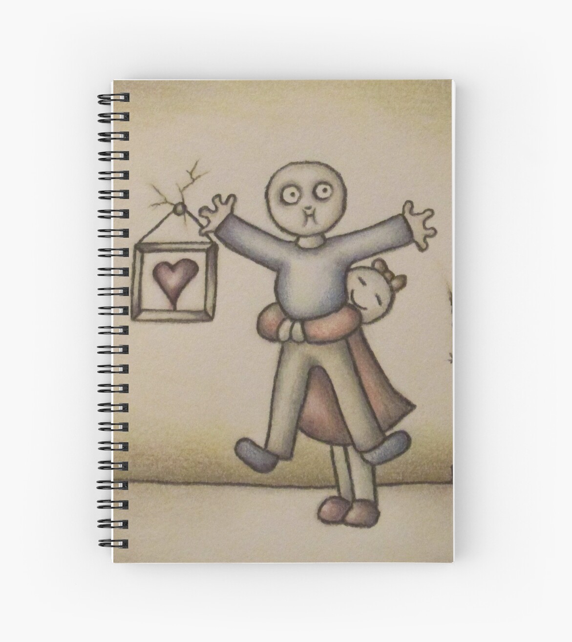 Cute Cartoon Drawing Of Girl Hugging Boy Spiral Notebook By