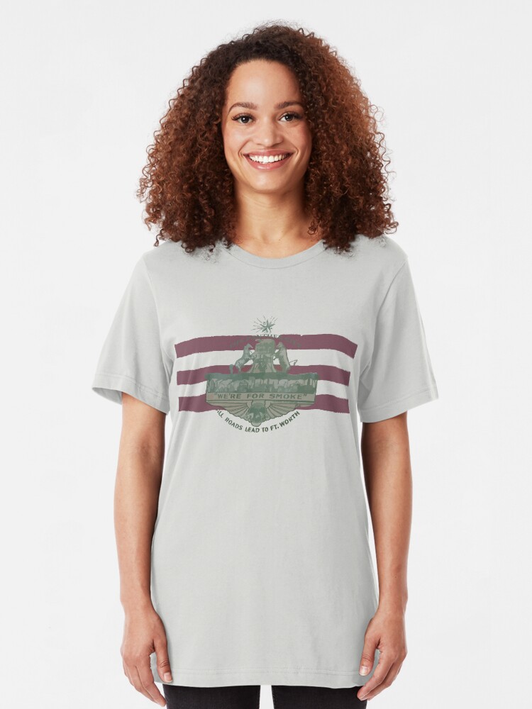 Alternate view of 1912 Fort Worth Flag - The Panther City - We're For Smoke - All Roads Lead to Ft. Worth Slim Fit T-Shirt