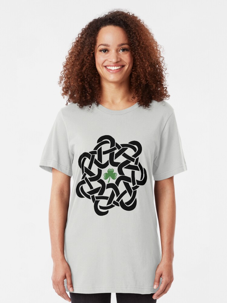 Alternate view of Irish Celtic Knot with Shamrock T-shirt Slim Fit T-Shirt