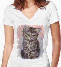 Kitten Women's Fitted V-Neck T-Shirt