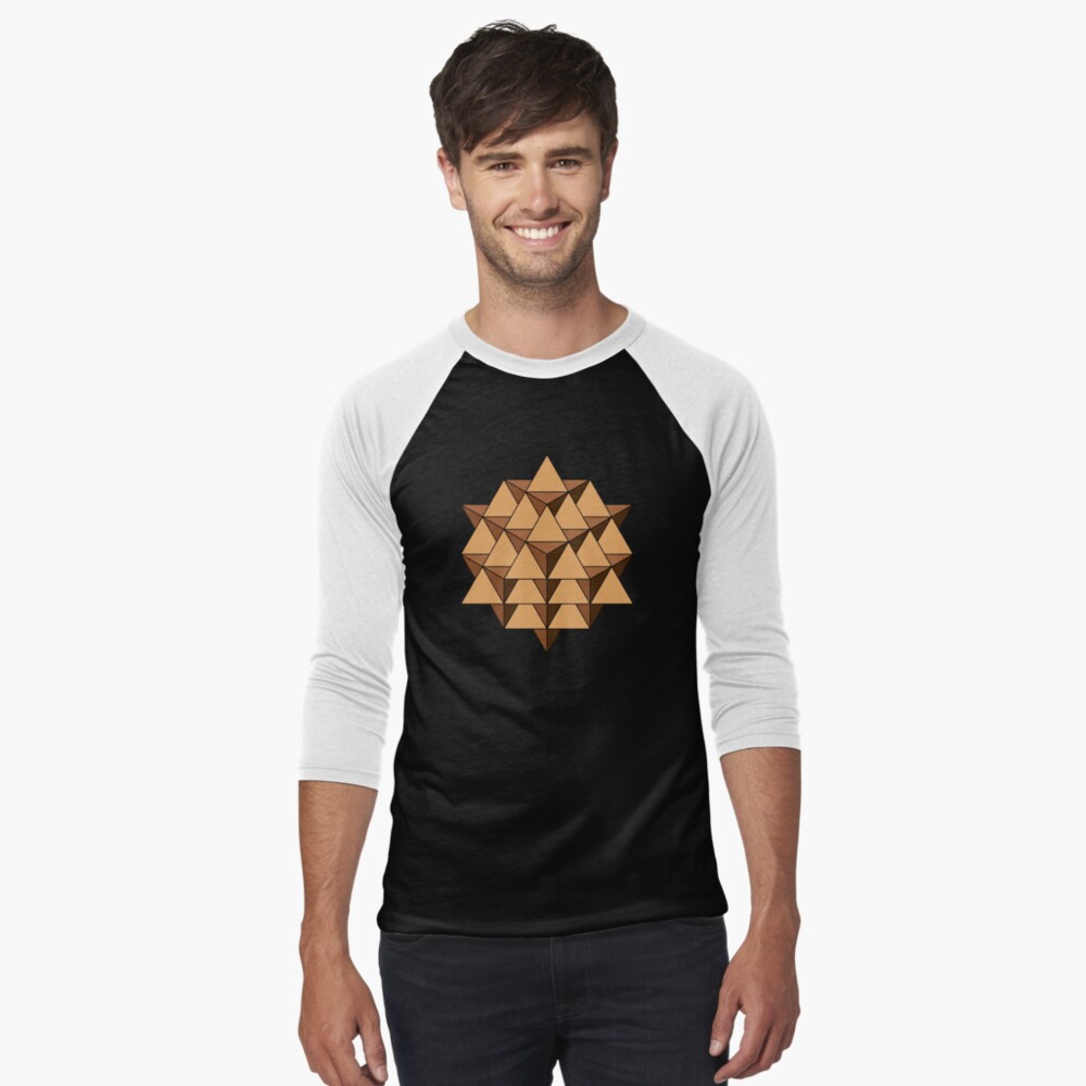 64 Tetrahedron 001 Baseball ¾ Sleeve T-Shirt