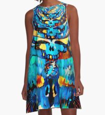 Dripping Indigo A-Line Dress