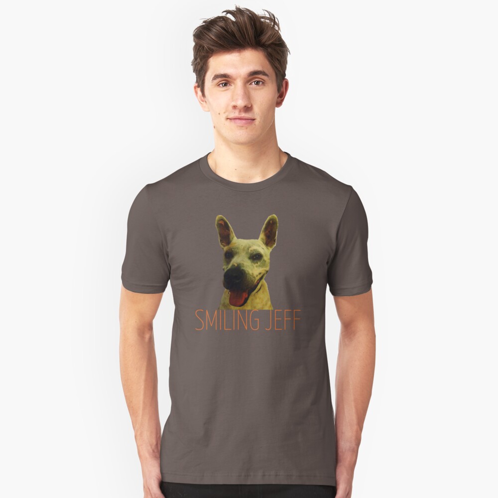 Smiling Jeff with Orange Text Slim Fit T-Shirt