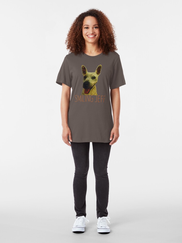 Alternate view of Smiling Jeff with Orange Text Slim Fit T-Shirt