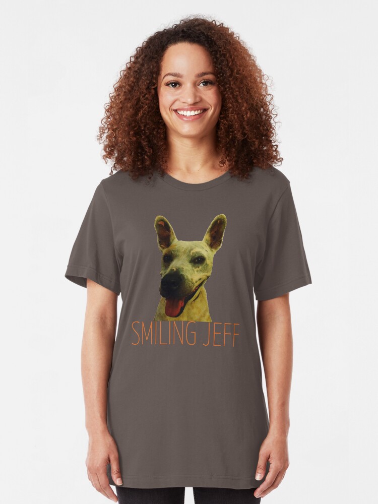 Alternate view of Smiling Jeff with Orange Text Slim Fit T-Shirt