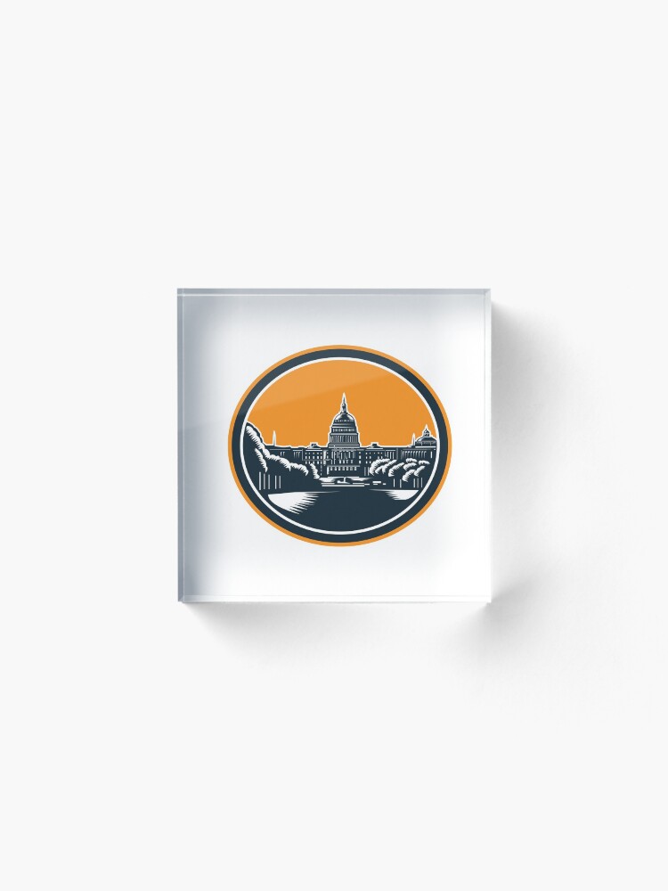 Alternate view of United States Capitol Building Woodcut Retro Acrylic Block