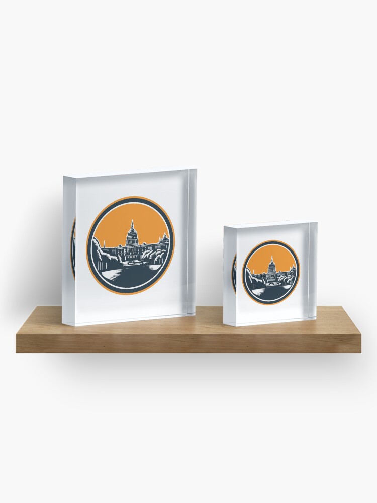 Alternate view of United States Capitol Building Woodcut Retro Acrylic Block