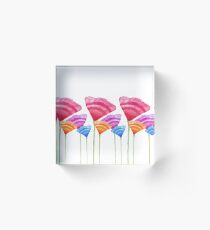 Bloque acrílico Abstract Hand Painted Colorful Long Stem Flowers