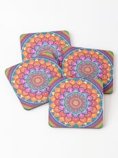 Lotus Rainbow Mandala Coasters
