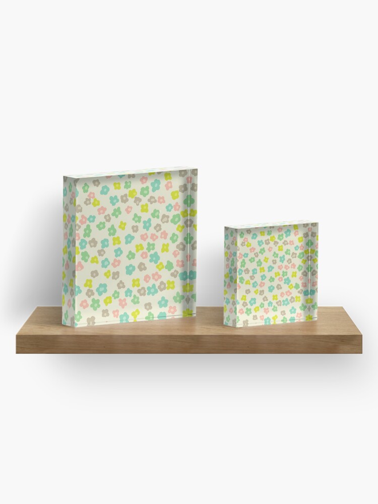 Vista alternativa de Bloque acrílico Vintage pink green abstract floral pattern