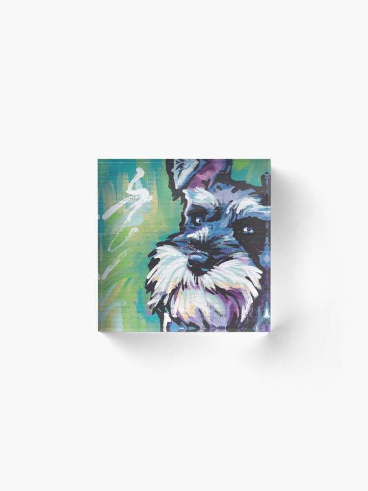 Alternate view of Schnauzer Bright colorful pop dog art Acrylic Block