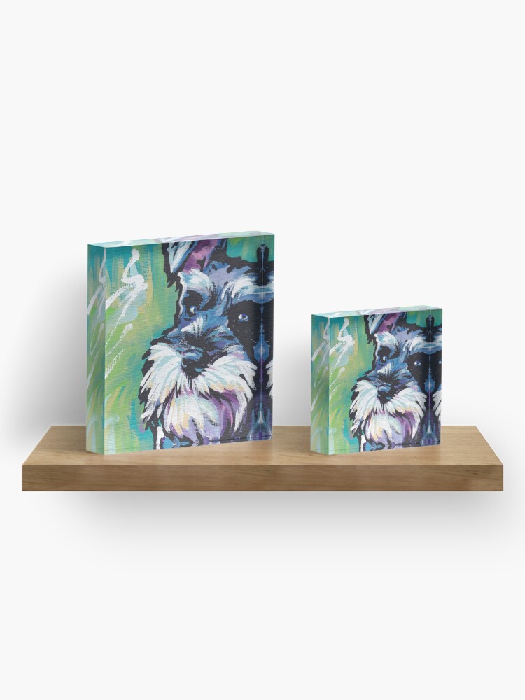 Alternate view of Schnauzer Bright colorful pop dog art Acrylic Block