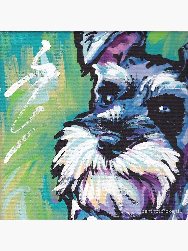 Schnauzer Bright colorful pop dog art by bentnotbroken11