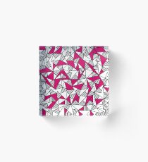 Bloque acrílico Girly Black, White, and Pink Striped Triangles