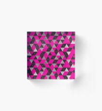 Bloque acrílico Girly Pink, Black, and Silver Geometric Triangles