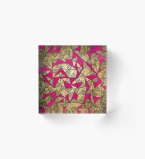 Bloque acrílico Glam Faux Gold, Black, and Pink Striped Triangles Geometric