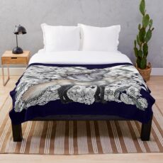 Midnight Mythical Fox Throw Blanket