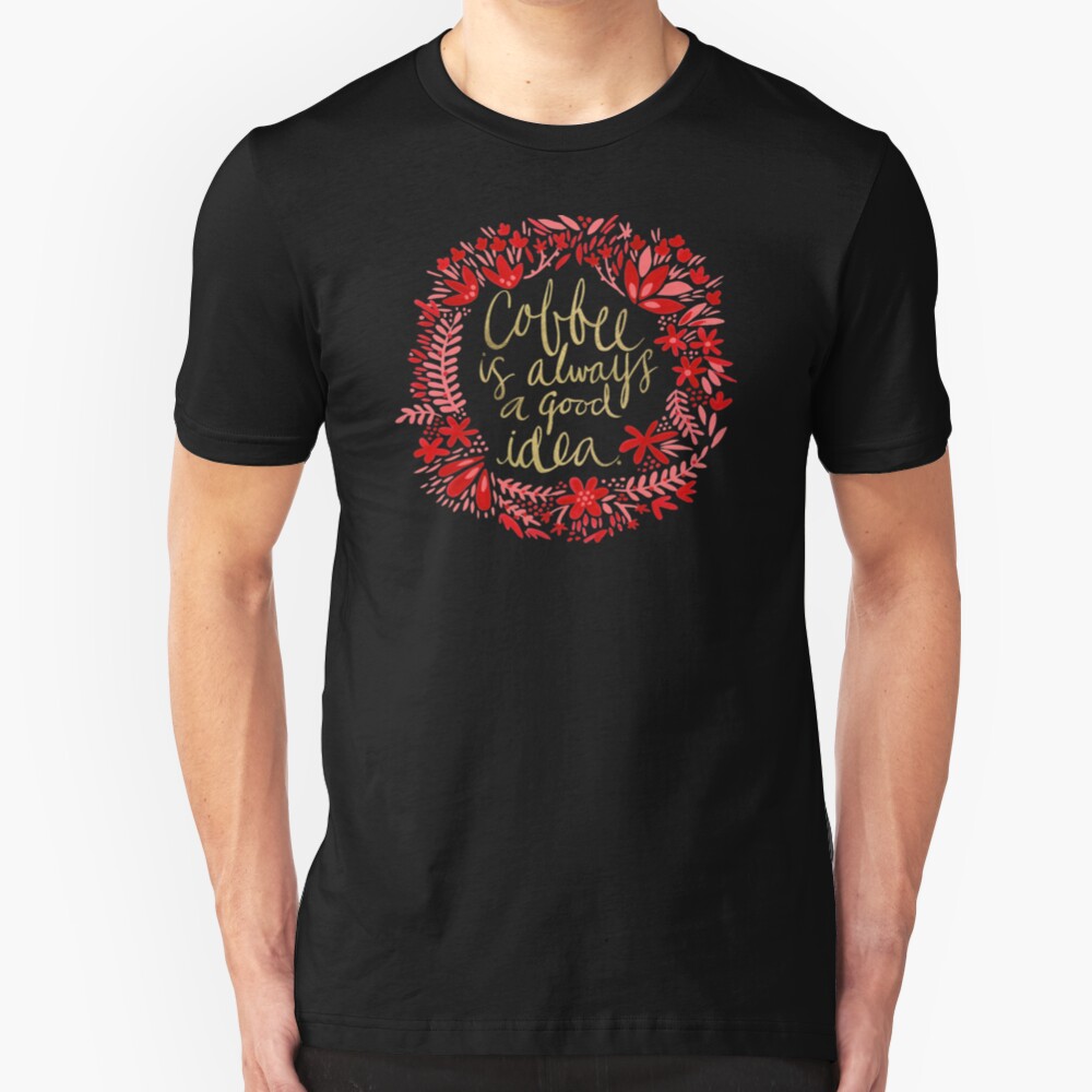 Kaffee auf Holzkohle Slim Fit T-Shirt
