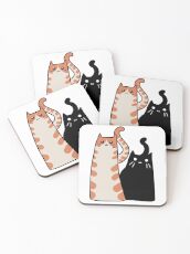 Posavasos Tabby Cat y gato negro