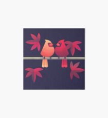 Northern cardinals on a Japanese maple tree Art Board Print