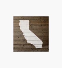 Lámina rígida California State Shape Map White Paint on Wood Planks