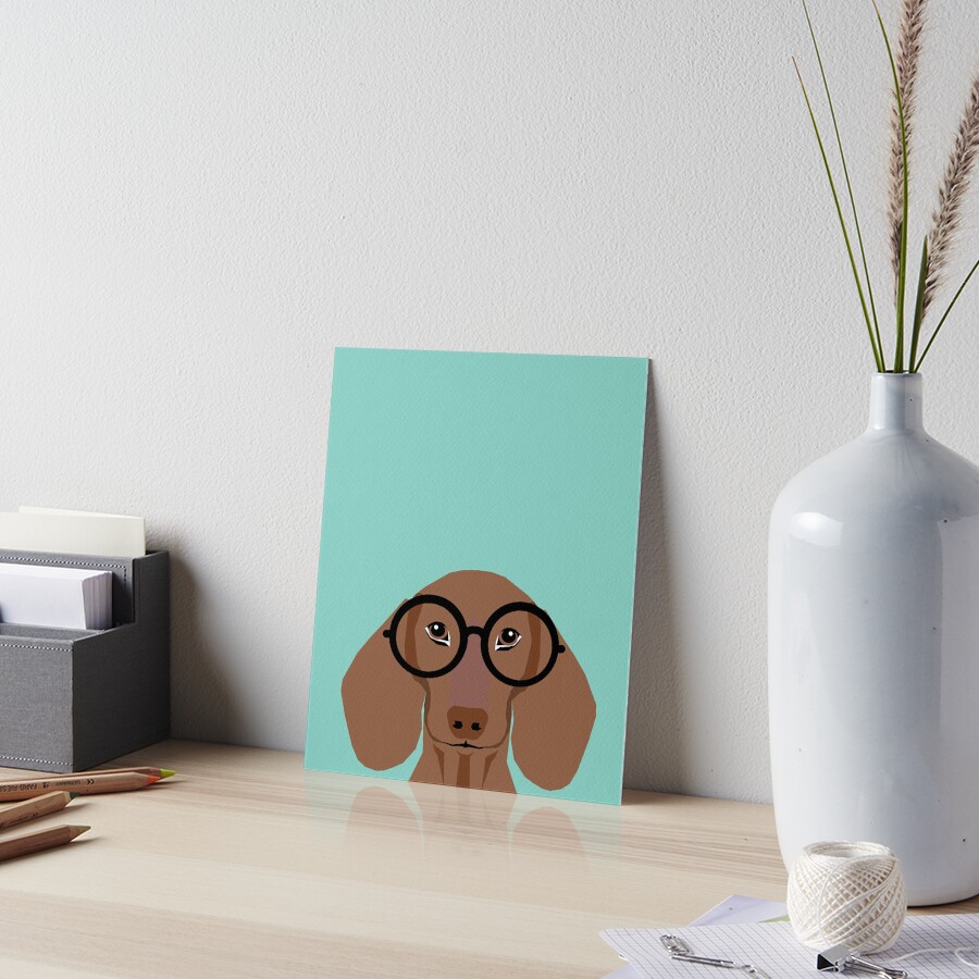 Remy - Fashion Glasses Doxie Dashcund Hipster Dog Art Board Print