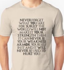 Never Forget Who You Are - Tyrion Lannister Quote Unisex T-Shirt