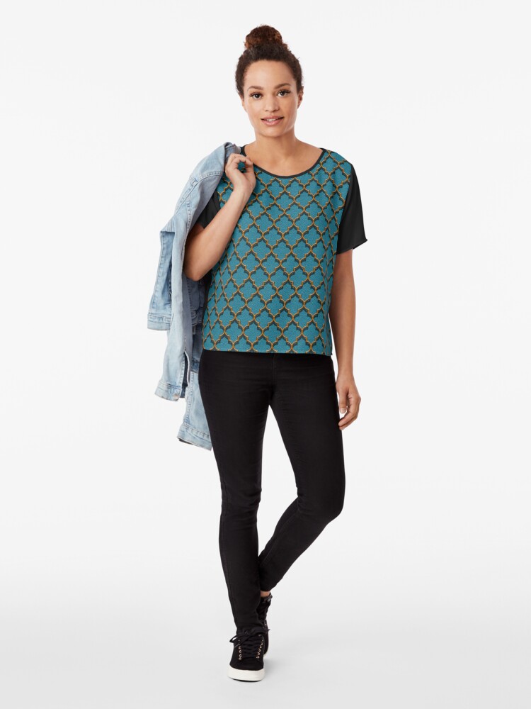 Alternate view of Orange on Blue Chiffon Top
