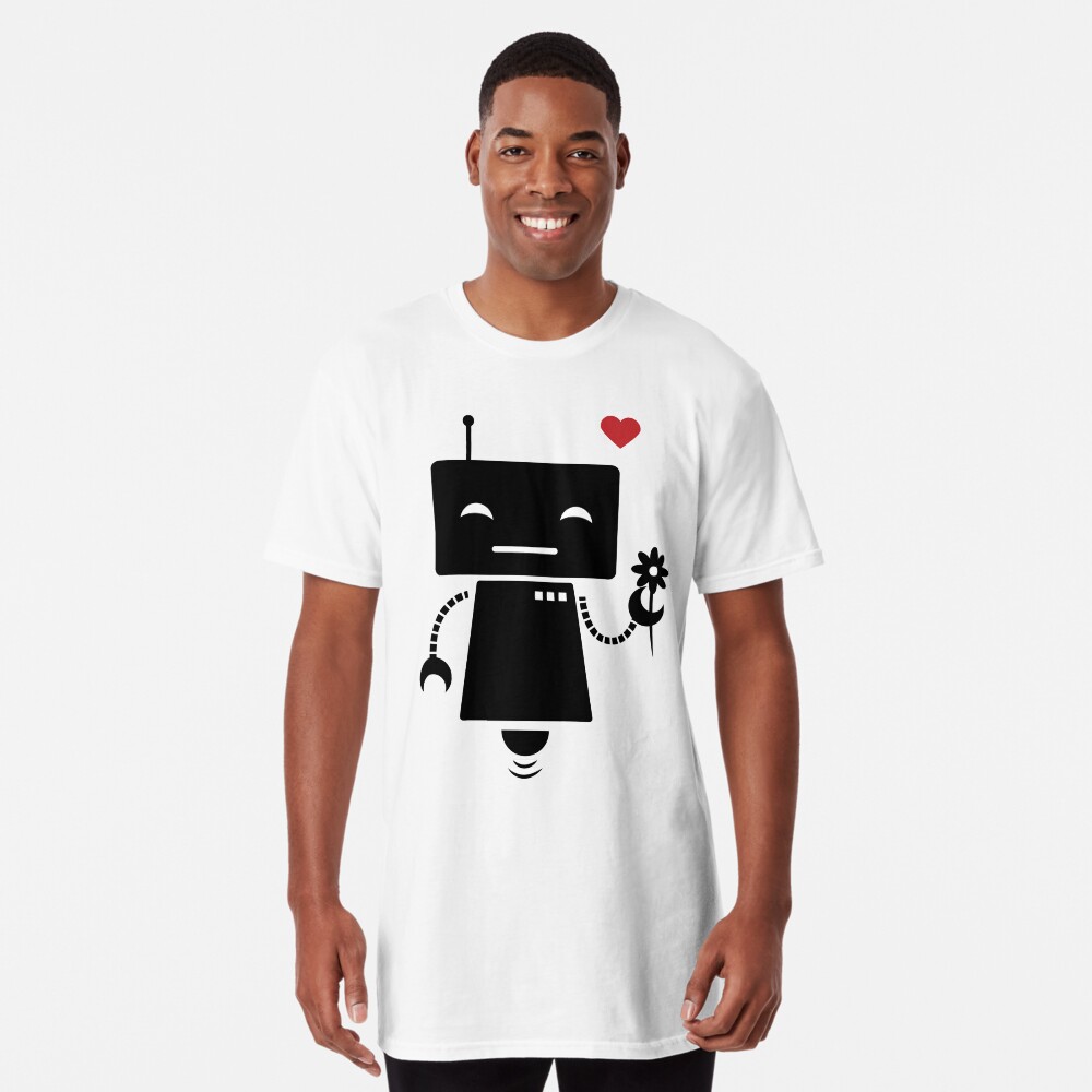 Robot With Flower Long T-Shirt