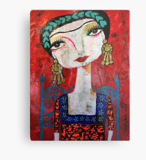 Frida and her blue chair Metal Print