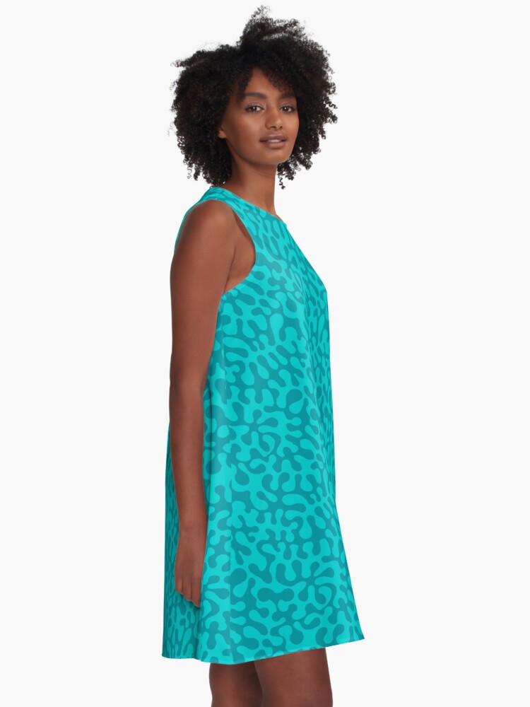 Alternate view of Abstract retro summer teal groovy pattern A-Line Dress