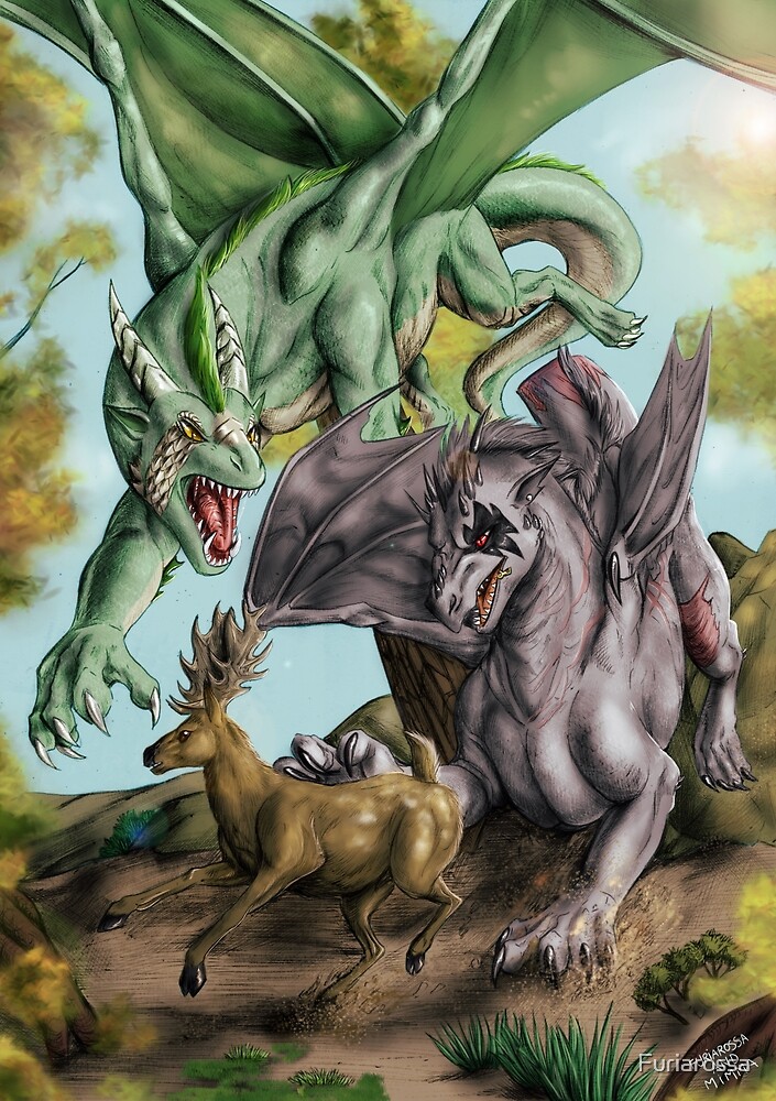 "Hunting Dragons" by Furiarossa Redbubble