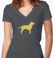 Yellow Labrador Retriever Silhouette(s) Women's Fitted V-Neck T-Shirt
