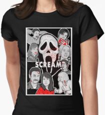 Scream character collage Women's Fitted T-Shirt