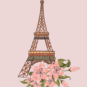 Use4 I Paris Eiffel Tower France Rose Flower Pink Polyester Backpack School  Travel Bag