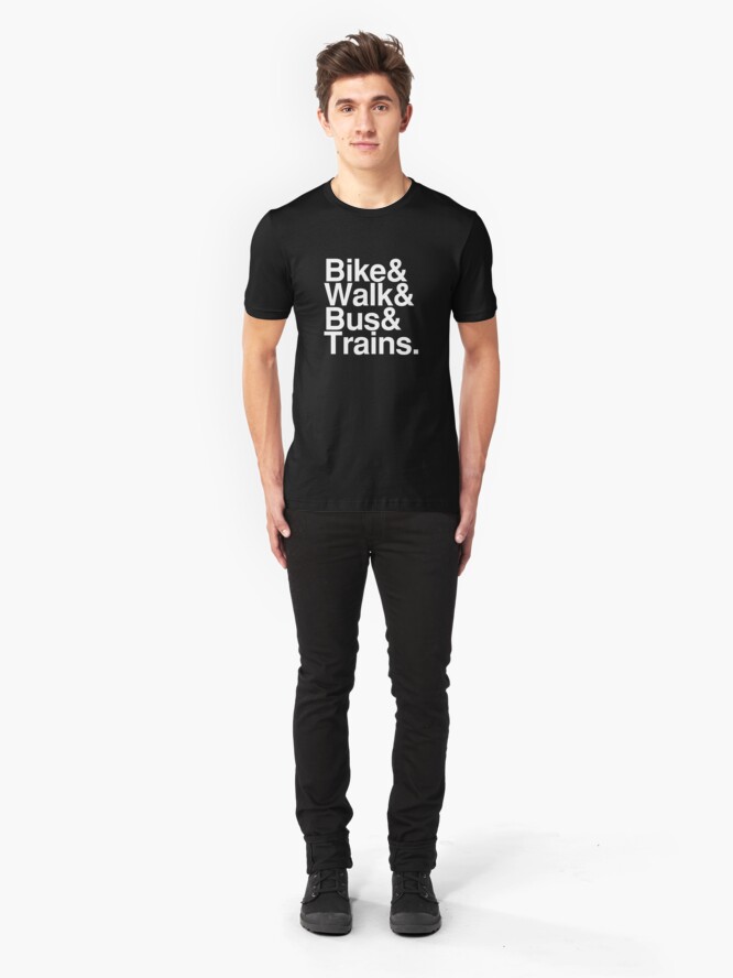 Alternate view of Bike and Walk and Bus and Trains Slim Fit T-Shirt