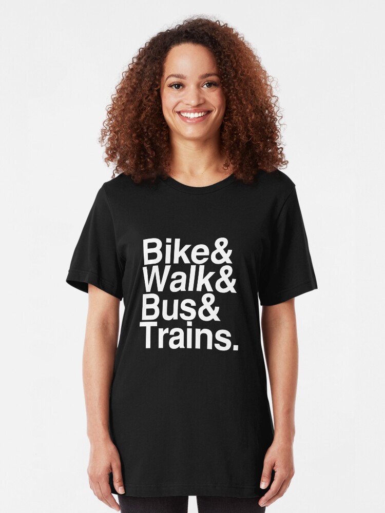 Alternate view of Bike and Walk and Bus and Trains Slim Fit T-Shirt