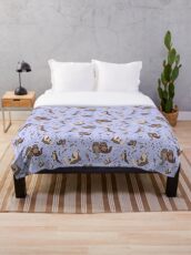 Otters in Purple Throw Blanket