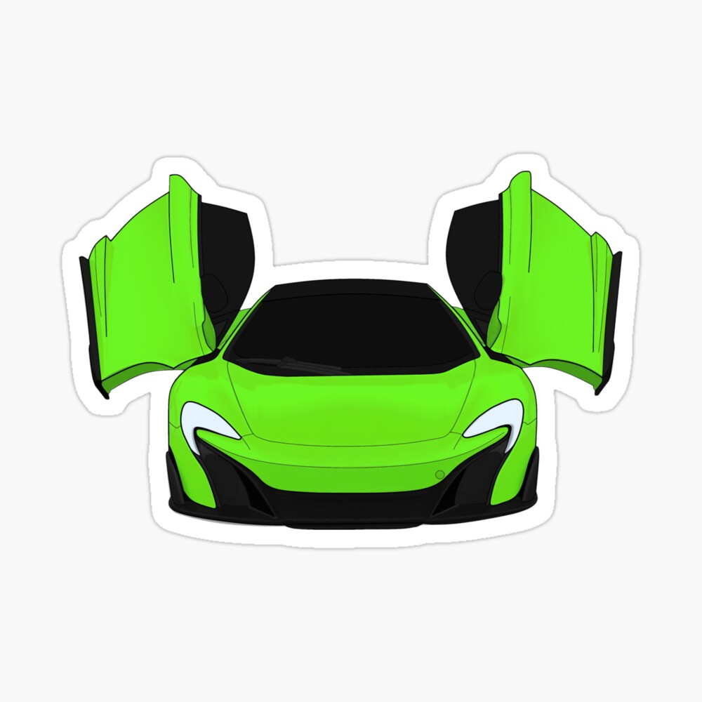 Mclaren 675 Lt Lime Green Butterfly Doors Sticker By
